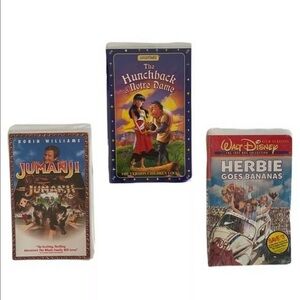 Lot of 3 VHS Walt Disney Vintage Movies Herbie Jumanji Hunchback of Notre Dame